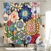 Neasow Boho Floral Shower Curtains for Bathroom, Bright Fabric Blossom