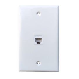 BOPLAT 1 Port Tooless Cat5e Ethernet Punch Down Wall Plate Wire to Female - Cat 5e RJ45 Keystone Jack Connector Cover Plate for CAT7/CAT6/CAT5 Cable - White