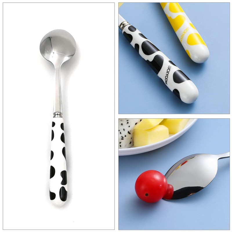 Ceramic Handle Stainless Steel Dessert Spoon Ceramic Handles Cutlery Spoons