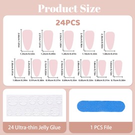 Kotkiddy 24pcs French Tipp Press on Nails Mandel Gefälschte Nägel Chrom False Nails Glänzend Vollabdeckung Falsche Nägel, Klebe Akrylische Nägel für Frauen Maniküre.