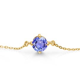 18K Yellow Gold Plated Silver Gemstone Birthstone Solitaire Bracelet For Women | Round 6MM | Birthday Gifts Valentine's Day Gift for Her Women Wife Mom Lady Daughter | Fully Adjustable Up to 9 Inch