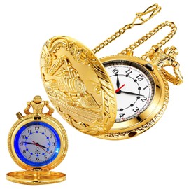 Whodoit LED Gold Locomotive Len's Quartz Men's Pocket Watch