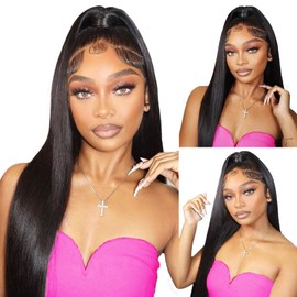 360 Lace Front Wig Human Hair,Full Lace Frontal Wigs,Straight Human Hair Wig for Women,180 Density Glueless Lace Wig Human Hair Pre Plucked Hairline with Baby Hair Brazilian Natural Color 22"