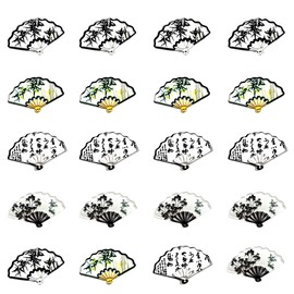 QACUU 20pcs Mini Chinese Fan Charms for Crafting, Earring Making Supplies and Bracelet Making, DIY Hairpin Pendant Decorations, Jewellery Findings for Handmade Accessories and Craft Projects