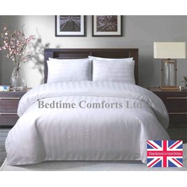 Bedtime Comforts Ltd SATIN STRIPE LUXURY 6' SUPER KING SIZE DUVET QUILT COVER + PILLOW CASES (Hotel Quality) OVER 20 COLOURS 300TC