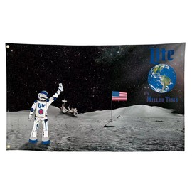 Dekorbay Astronaut Drinking Miller On Moon Funny Cool Flags Meme Flags Banner 3x5 FT Room Guys Girls College Dorm Bedroom Bar Pubs Frat Man Cave Wall Art Hangings, Thick Polyester
