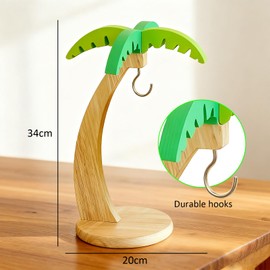 Zamety Supporto per banane, in legno, per banane, per bancone della cucina, per mantenere la frutta fresca con gancio in acciaio inox, colore legno naturale