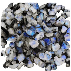 Gempires Raw Rainbow Moonstone Loose Gem stones For Jewellery Making, 15 to 30 mm Loose Gemstones, Moonstone Crystals, Bulk Gemstones (100 Carat)