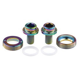 Wanyifa Titanium M8x15mm Bicycle Crank Arm Fixing Bolt with Cap for Square Taper Bottom Bracket Screws Pack of 2 (Rainbow)