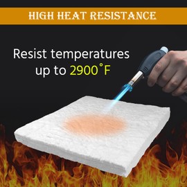 Ceramic Wool Wick for Tabletop Fire Pit - 5 Pack - Ceramic Wool Sponge to Extend Burn Time - Ceramic Fiber Insulation for Bioethanol Fuel Fireplaces, Portable Tabletop Fire Pits - 12" x 8" x 1" Thick