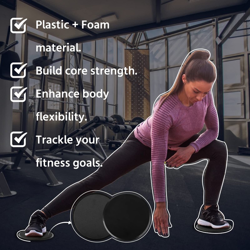 ZILLEEN Exercise Sliders for Working Out Black Fitness Discs for