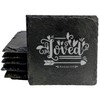 Faith and Hope: Laser Etched Faith & Flowers: Floral Coasters with Romans 5:8 - Square Slate - set of 5