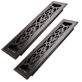 Howeall 2x12 Inches 2 Pack Heavy Duty Walkable Floor Register Easy Adjust Air Supply Lever Floor Vents - Charlotte Design - Vent Cover for Home Floor - Oil Rubbed Bronze