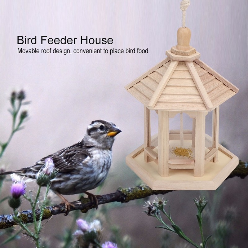 Outdoor Durable Wooden Plastic Hanging Transparent Bird Feeder House Food