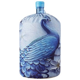 Reusable Water Dispenser Barrel Dust Cover for 5 Gallon Water Bottle,Peacock Style Decorative Cover for Water Bottle Bucket,Stretchy Fabric drawstring Water Cooler Dust Proof Covers
