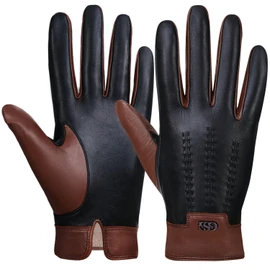 GSG SINCE 1998 Mens Genuine Leather Gloves Cashmere Lined Touchscreen Sheepskin Winter Warm Gloves for Driving Cognac Brown Small