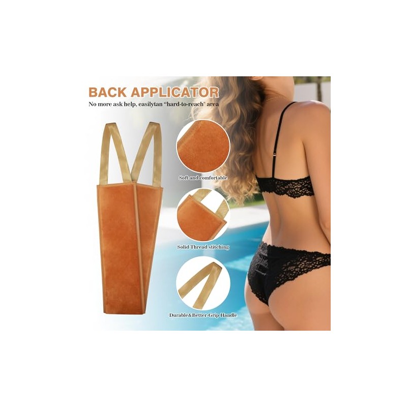 Set Piezas Autobronceador Incluye Guante Exfoliante Aplicador Loción Bronceadora Espalda
