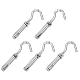 sourcing map 5Pcs M8 304 Stainless Steel Expansion Hook, Standard Open Cup Expansion Bolt Screw Concrete Hook for Wall Ceiling Concrete Masonry