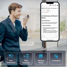 AI Voice Recorder, 64GB Storage Digital Voice Recorder with Noise Cancelling - Portable Audio Recorder, App Control with Transcription,138 Languages, Magnetic Attachment,Professional Recording Device