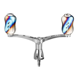 GOMEXUS CY98 Reel Handle for Shimano Spinning Reel, Double Handle for Stella, Nasci, Twin Power Replacement, 3.9 inches (98 mm) Titanium Handle Knob, Suitable for Squid, Ajing, Eging, Light Game, Left