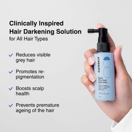 Cureskin Anti Grey Hair Serum | Gradually Reduces Gray Hair on Head & Beard Without Dye | Restores Natural Hair Colour in 4 months with Peptide-52, Acetyl Tyrosine & Larix Extract (3 Months Supply)