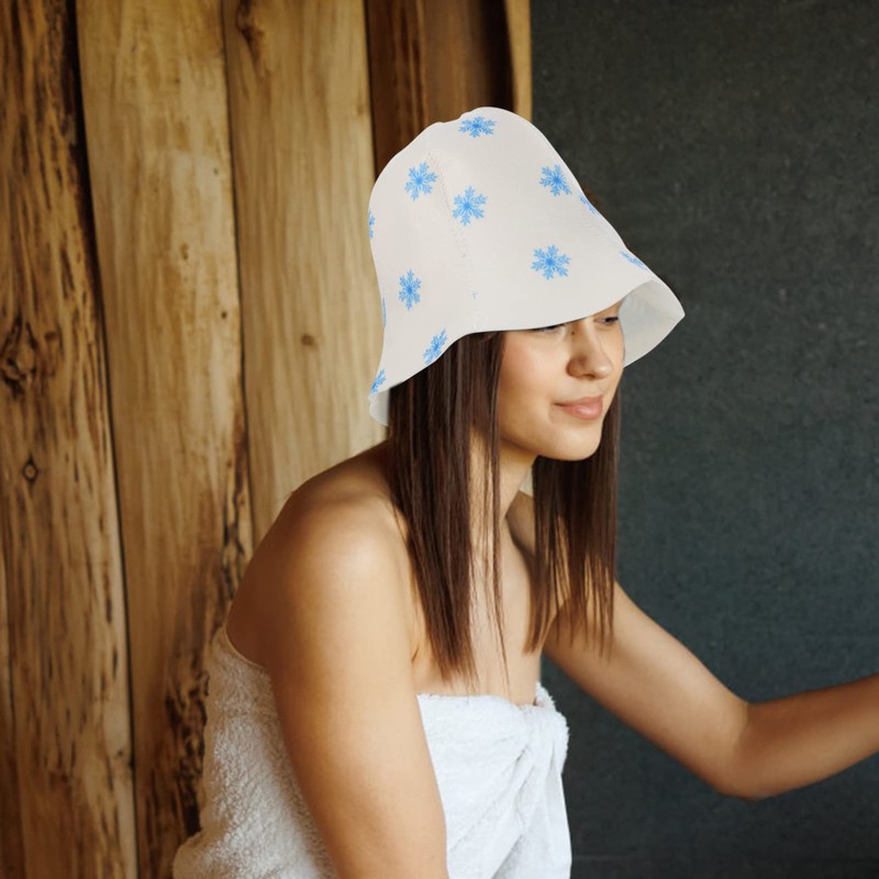 Healvian Russian Hats Hat Felt Sauna Hat Snowflake Pattern Bathhouse