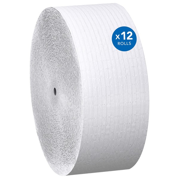Scott® Coreless High-Capacity Jumbo Roll Toilet Paper (07005), 1-Ply, White, (2,300'/Roll, 12 Rolls/Case, 27,600'/Case)