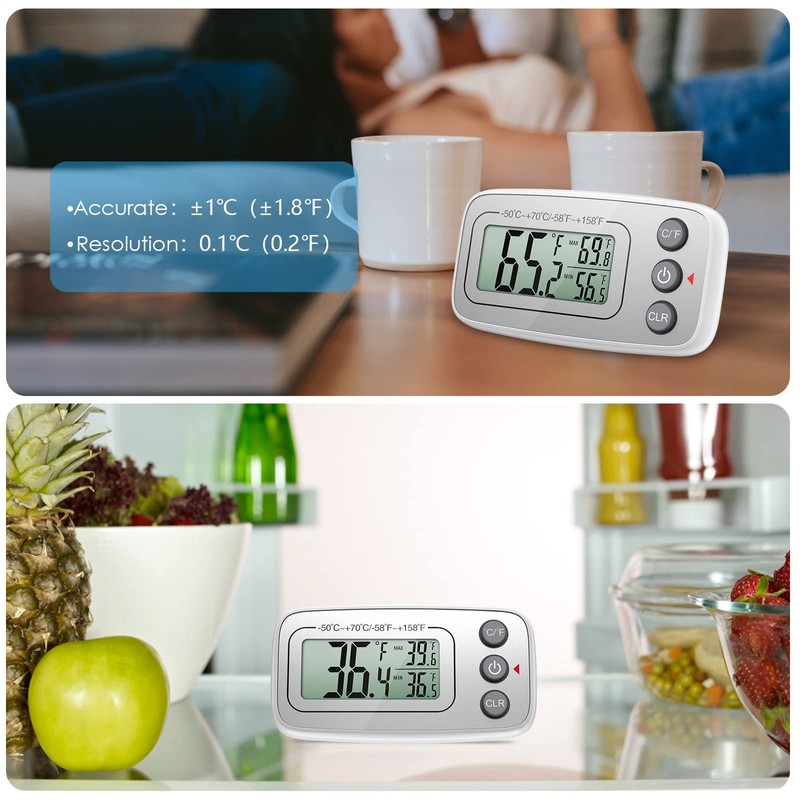 (New Version) AMIR Rridge Thermometer, Max/Min Function Refrigerator Thermometer with