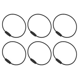 PATIKIL 5.9" Length Wire Keychain Cable, 6 Pack Stainless Steel 1.5mm Key Ring Loop for Outdoor Hiking Hanging Luggage Tag Keys ID Card, Black