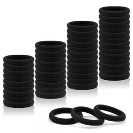 Donas para Cabello - Lazos de Pelo para Niñas, Cintas de Pelo para Coletas de Cabello Grueso y Rizado Ligas para Peinar Corbatas Goma Elásticas Bandas Diadema Algodón sin Costuras 100PCS 4CM Diámetro (Negro)