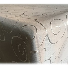 Jemidi Tablecloth. Satin Ornaments. Elegant Tablecloth. 31 Sizes and 7 Colours., Light grey, 135x200