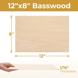 Calvana 24 Pack Balsa Sheets 12x8x1/16in，Unfinished Wood Veneer Planks, Thin Wood Blanks for Crafting Supplies & Materials, Laser Cutting, Engraving, Wood Burning, DIY Crafts for Adults & Children