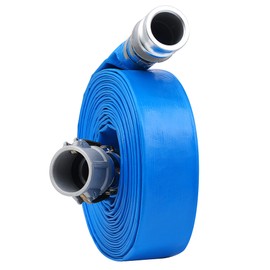 1-1/2" x 50ft PVC Lay Flat Discharge Hose With Aluminum Camlock C & E Fittings, Cam Lock Fitting, Heavy Duty Reinforced Pump Backwash Hose Assembly