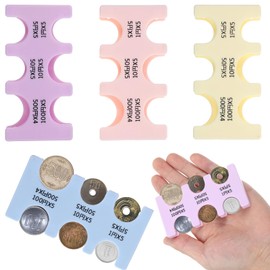 MBAIYO 4pcs Japanese Yen Coin Holders, Japanese Coins Organizer Dispenser Hard Case 6 Slots Portable Storage Rectangle Plastic Coin Stand Sorter Collection Purse Travel Car(Blue,Purple,Yellow,Pink)