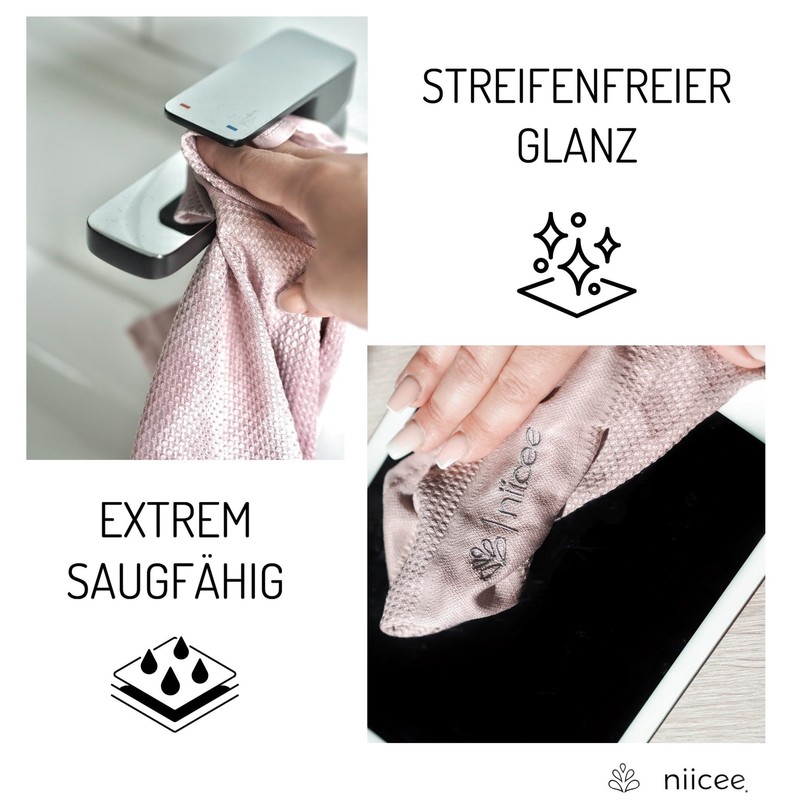 4 x niicee® microfibre cloths, cleaning cloth, all-purpose cloth, car