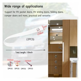 Dickno - 2 correas para puerta de RV, correa de seguridad larga para puerta corredera de 18 pulgadas con 4 botones a presión, correa de cierre universal, accesorios para caravana, escalera de barco, puerta de bolsillo, color blanco