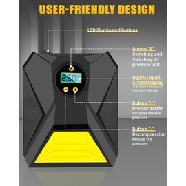 Toaren Air Compressor Air Pump Car 150 PSI Car Tyre Compressor 12 V with Real-time Digital Screen Automatic Pump and Shut-Off for Car, Bicycles, Motorcycle, Ball