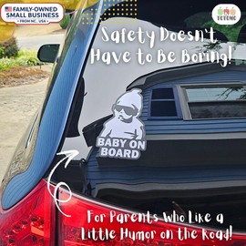 TOTOMO Baby on Board | Carlos from The Hangover Sticker (2 Pack) – Funny Cute Safety Caution Car Decals, Durable Vinyl Sign for Window or Bumper – Peel-and-Stick, No Magnet or Suction Cup Needed