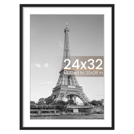 upsimples 24x32 Poster Frame, Display Pictures 20x28 with Mat or 24 x 32 Without, Wall Hanging Picture Frames, Black, 1 Pack