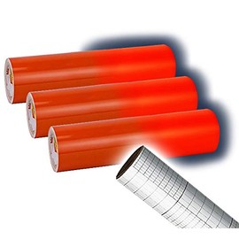 ORACAL 5400 Reflective Safety Vinyl 12" x 24" Self-Adhesive Roll for Cameo, Cricut and Silhouette Including 12" x 24" Roll of Transfer Paper (Red Reflective 3 Rolls)