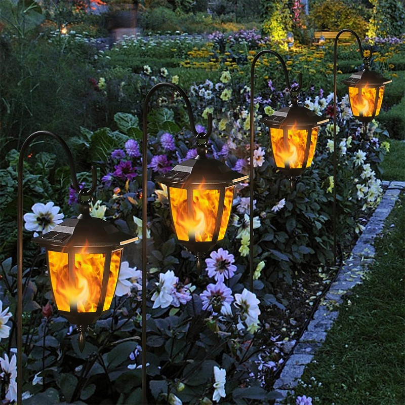 Dynaming 4 Pack Solar Flame Hanging Lights Outdoor, Halloween Solar