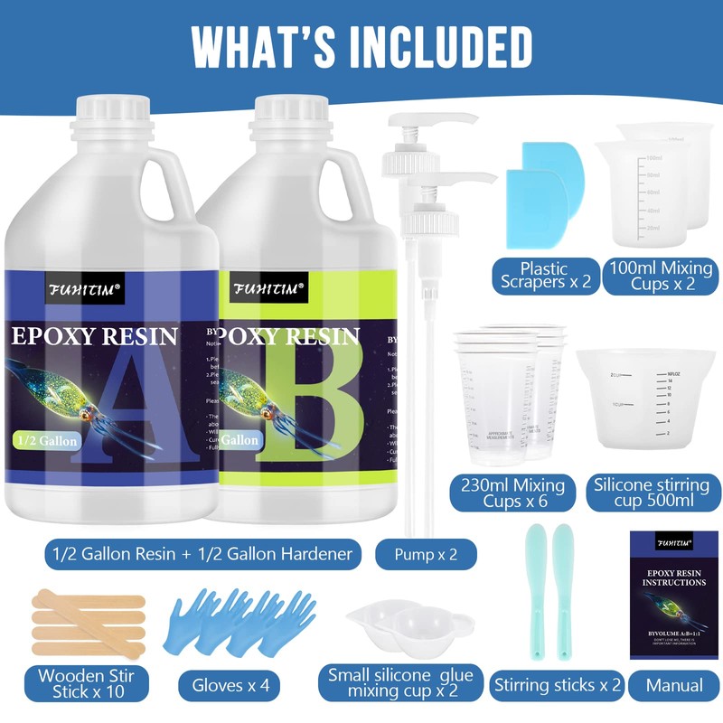 Epoxy Resin 1 Gallon - Crystal Clear Epoxy Resin Kit