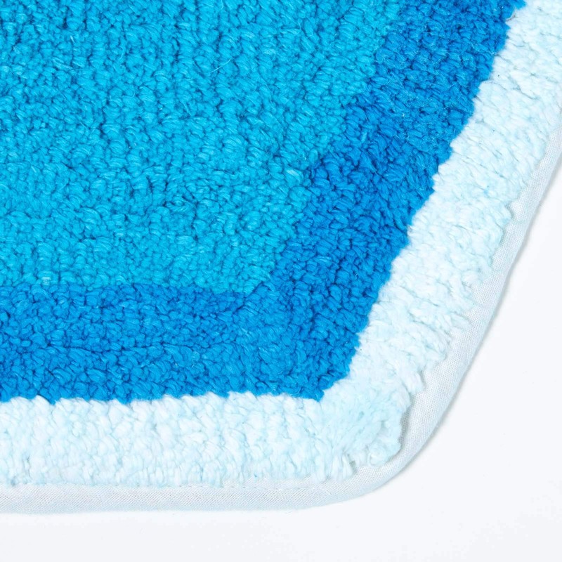 HOMESCAPES - 100% Cotton Washable Tufted Blue Elephant Rug 60