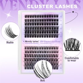 Cluster Lashes Extensions Individual Lashes D Curl Fluffy Lash Clusters Soft DIY Eyelash Extensions Matte Black Mixed False Eyelashes（Natural/Volume-0.07D,12-16mm Mixed）