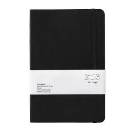mr. rouge - Cuaderno tapa dura A5 para escribir, tomar notas, sketchbook, journal, cosido. HECHO A MANO. (Puntos, Negro)