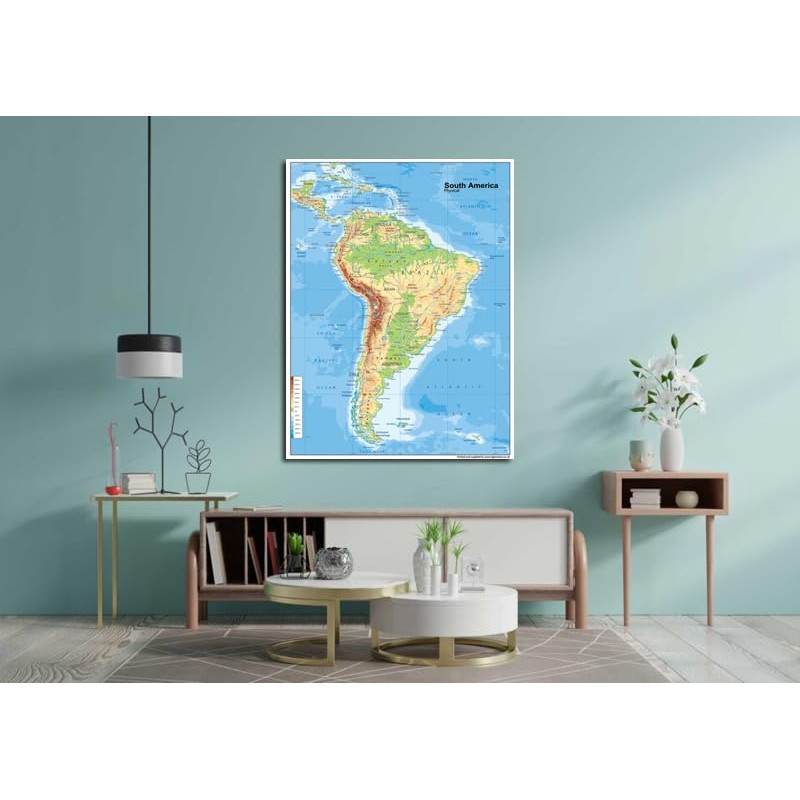 South America Physical Map - 23.3 x 16.5 Inches -