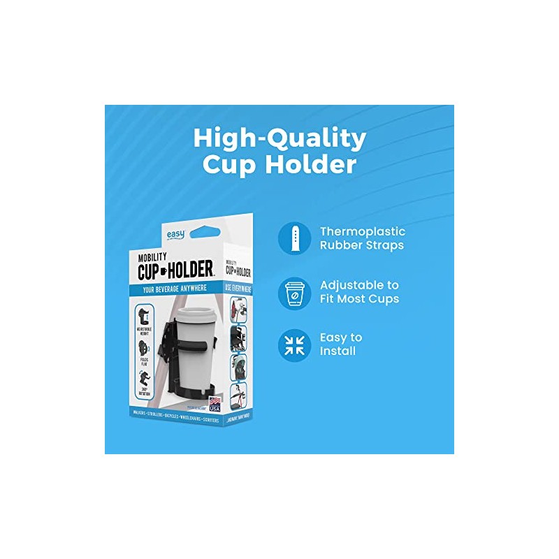 Mobility Cup Holder, Portable Drink Holder, for Walkers and Wheelchairs