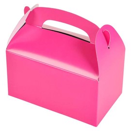 The Dreidel Company Gable Treat Boxes, Goodies Favor Box for Kids Birthday Party Favors, Weddings Events, Baby Shower, 6.25" x 3.5" x 3.5" Inch Box (Hot Pink Treat Box, 12-Pack)
