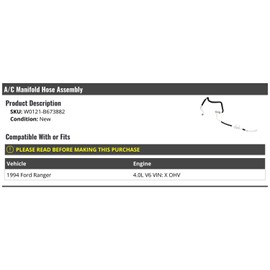 Marketplace Auto Parts A/C Manifold Hose Assembly - Compatible with 1994 Ford Ranger 4.0L V6 VIN X OHV