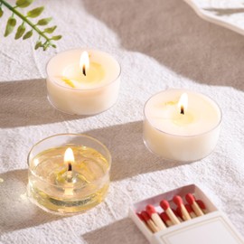 Vanilla Scented Tealight Candles, 16 Pack- Extended 4-5h Clear Cup Scented Tea Lights with Handmade Floral Surface, 100% Natural Palm Wax Tealights Smokeless for Home Cozy Night, Holidays